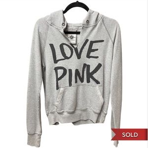 Pink, v-neck hoodie